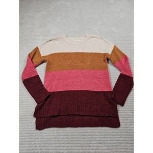 Maurices Sweater Womens Small Fuzzy Colorblock Long Sleeve High Low Hem